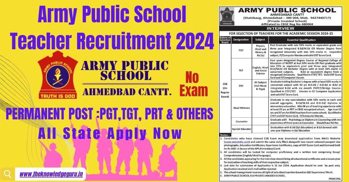 How To Apply In Army Public School Recruitment 2024 Notification Apply Online The Knowledge Guru 